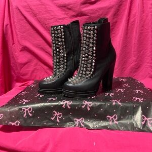 Jeffrey Campbell Black Ankle Boots with Silver Studs